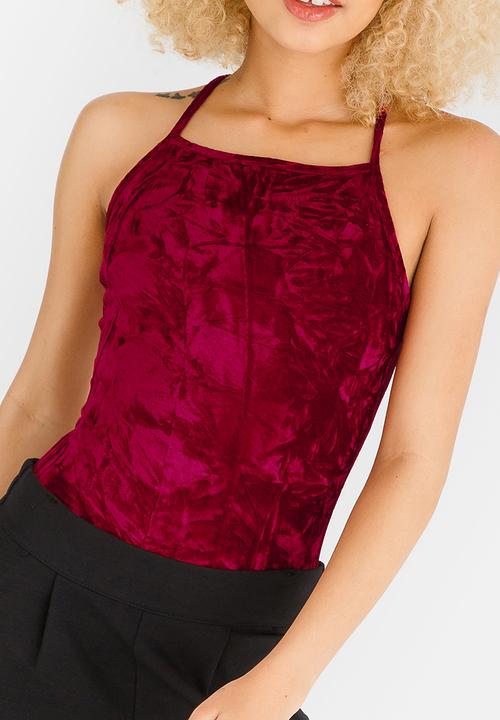 STYLE REPUBLIC - Square Neck Bodysuit Red