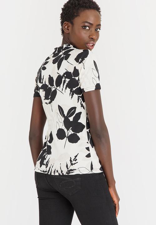 edit - Knit Workwear Top Black and White