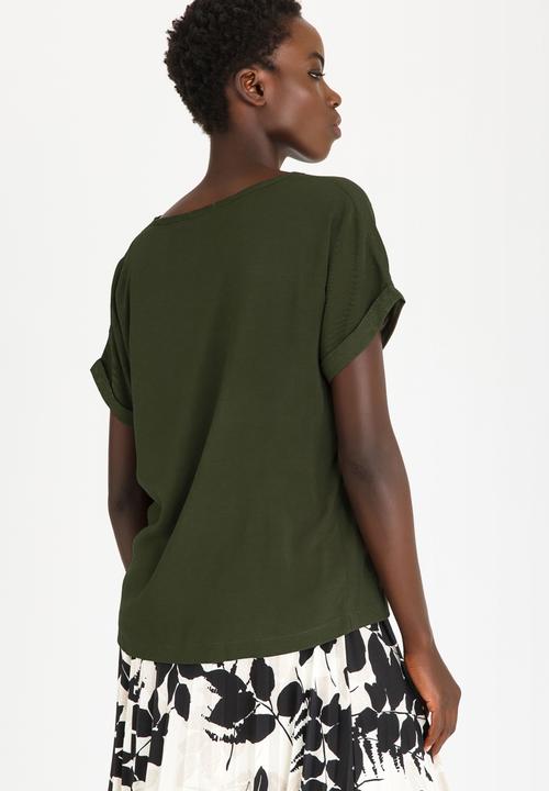 edit - Turn-up Sleeve Blouse Khaki Green