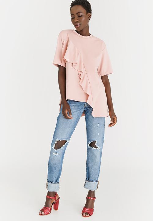 STYLE REPUBLIC - Oversized Frill T-shirt Pale Pink