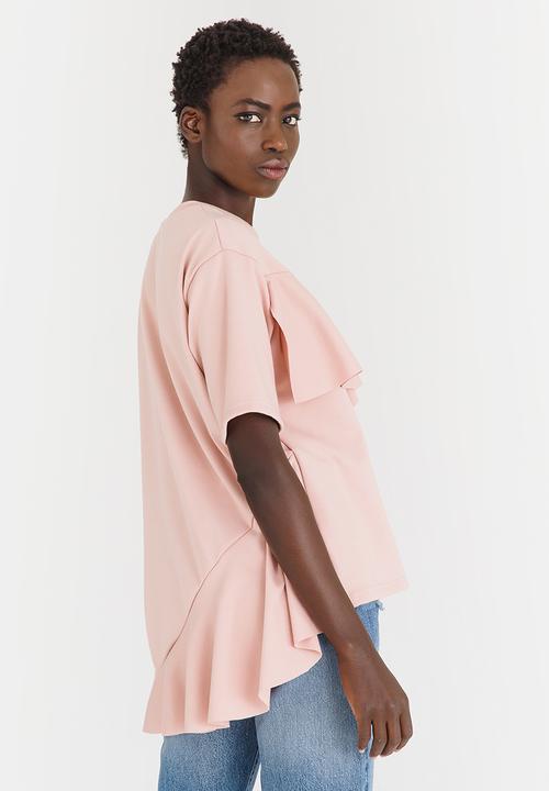 STYLE REPUBLIC - Oversized Frill T-shirt Pale Pink