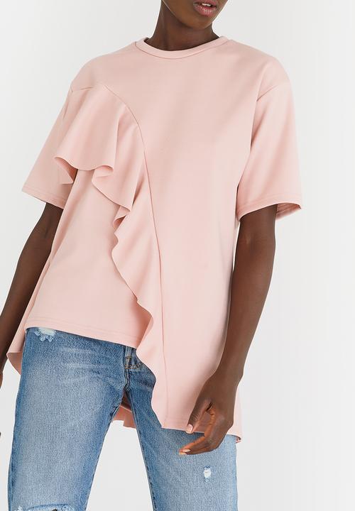 STYLE REPUBLIC - Oversized Frill T-shirt Pale Pink