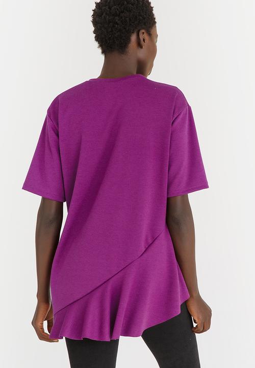 STYLE REPUBLIC - Oversized Frill T-shirt Dark Purple