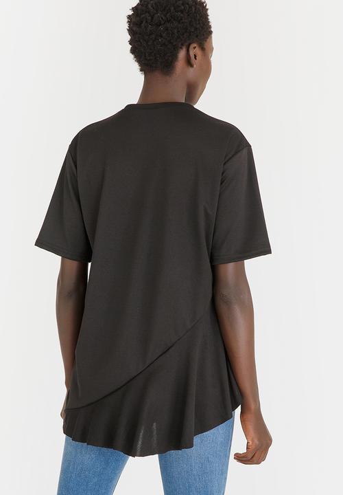 STYLE REPUBLIC - Oversized Frill T-shirt Black
