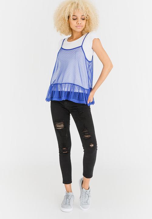 c(inch) - Two-piece T-shirt Top Blue