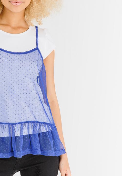 c(inch) - Two-piece T-shirt Top Blue