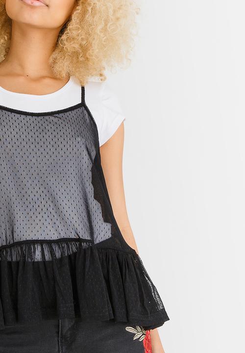 c(inch) - Two-piece T-shirt Top Black