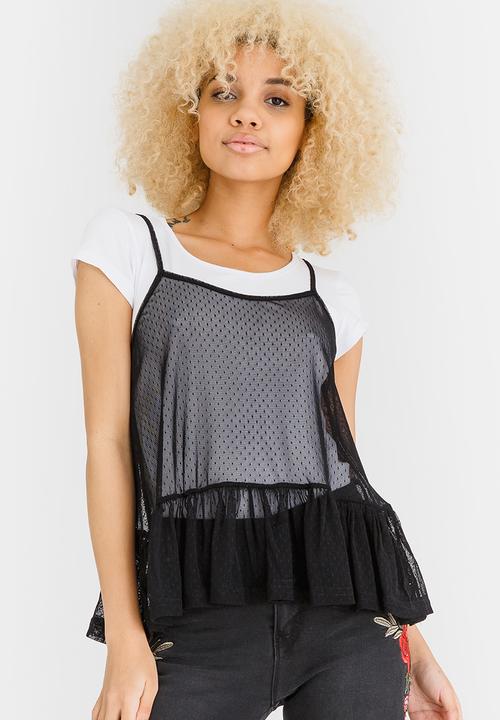 c(inch) - Two-piece T-shirt Top Black