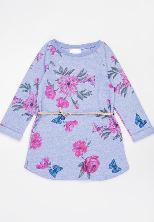 See-Saw - Belted Sweatshirt Dress Multi-colour