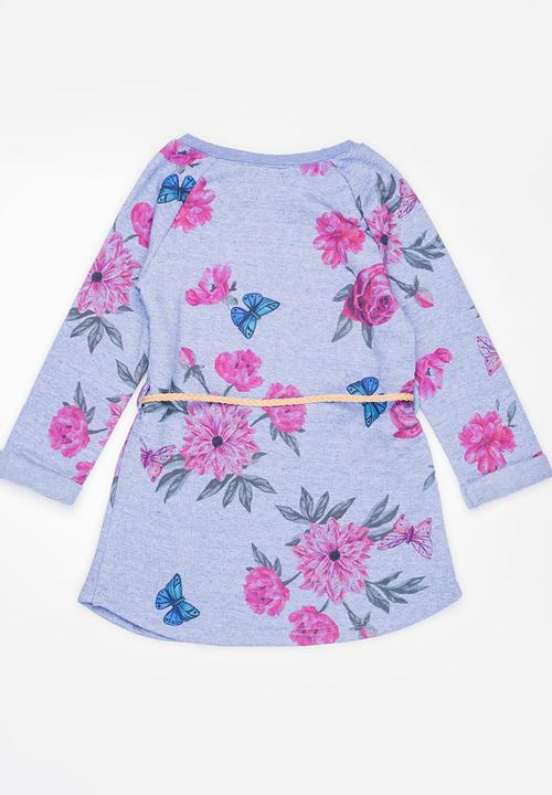 See-Saw - Belted Sweatshirt Dress Multi-colour