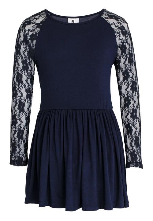 Rebel Republic - Hi-low Lace Sleeve Dress Navy