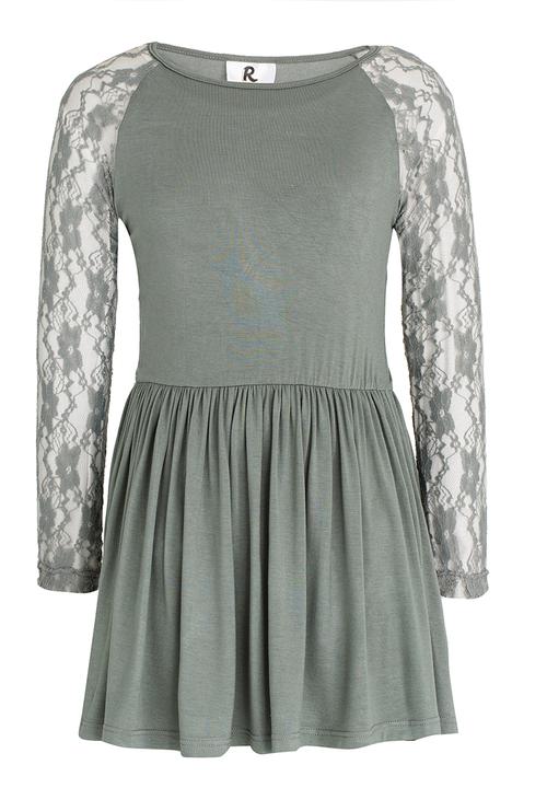 Rebel Republic - Hi-low Lace Sleeve Dress Mint