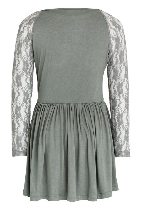 Rebel Republic - Hi-low Lace Sleeve Dress Mint