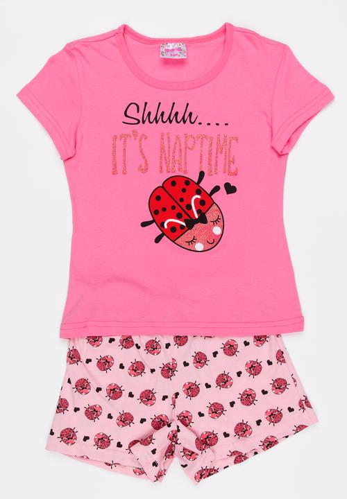 Twin Clothing - Ladybug PJ Set Dark Pink