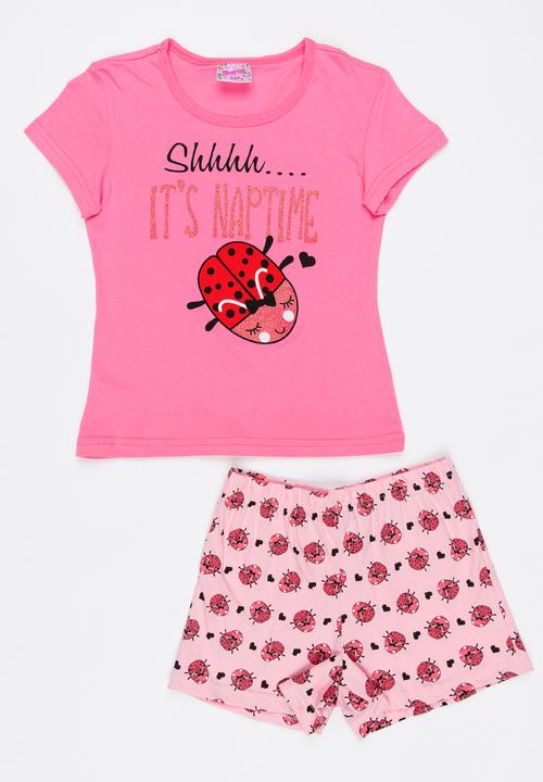 Twin Clothing - Ladybug PJ Set Dark Pink