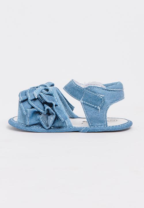Pop Candy - Denim Ruffle Sandal Dark Blue