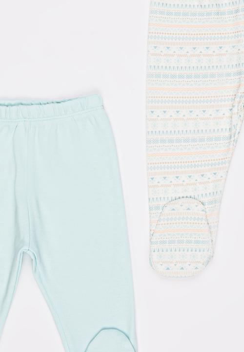 Baby Corner - 2 Pack Footed Pants Blue