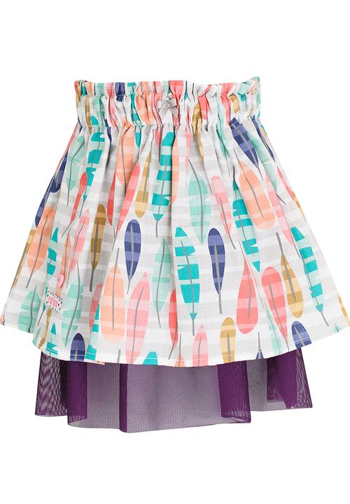 Eco Punk - Printed Feather Skirt Multi-colour