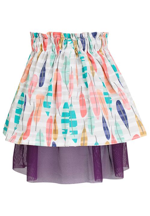 Eco Punk - Printed Feather Skirt Multi-colour