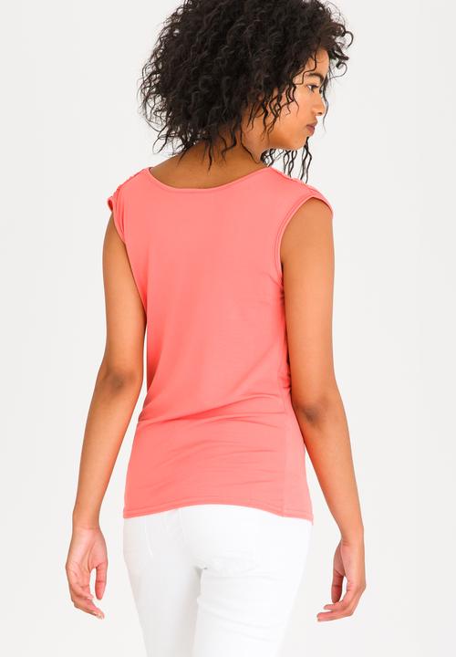 edit - Cowl Neck Top Coral