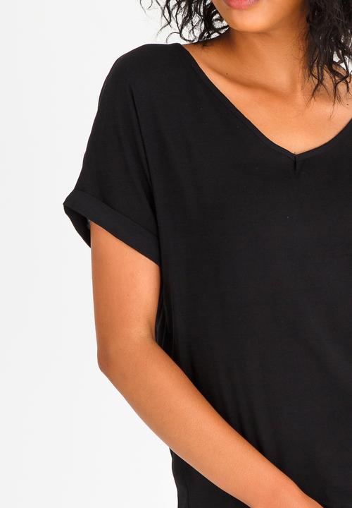 edit - Turn-up Sleeve Blouse Black