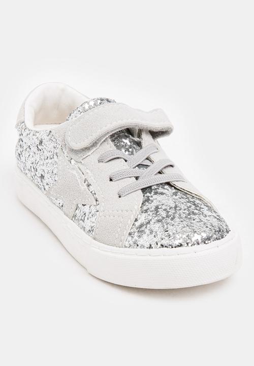 Pop Candy - Girls Glitter Sneakers Silver