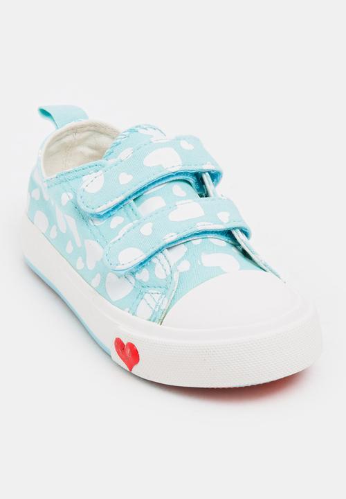 Pop Candy - Girls Heart Printed Canvas Sneakers Mint