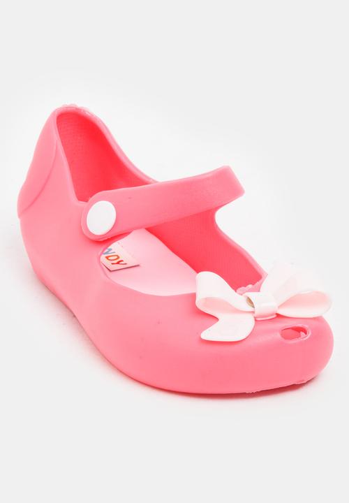 Pop Candy - Girls Bow Jelly Peep Toe Pump Dark Pink