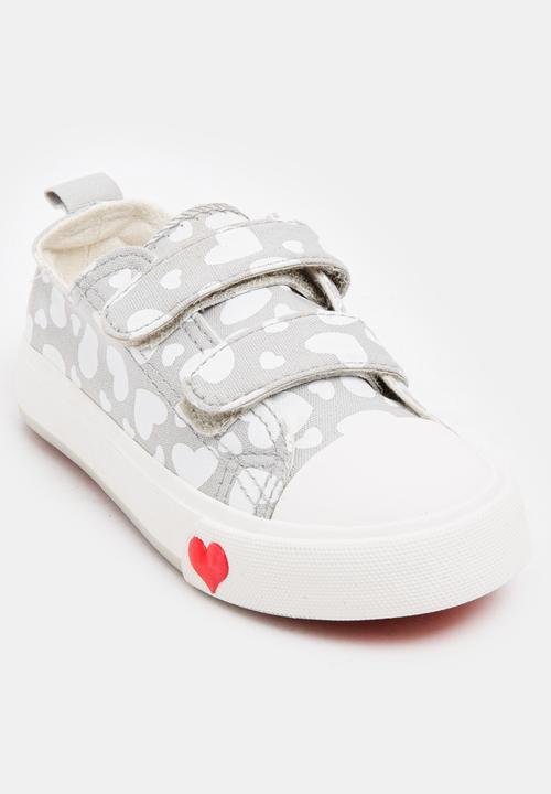 Pop Candy - Girls Heart Printed Canvas Sneakers Pale Blue