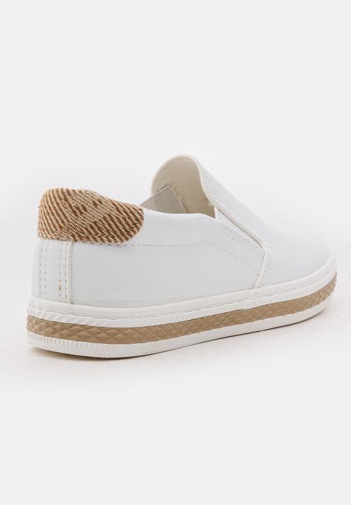 Pop Candy - Girls PU Slip On Sneakers White