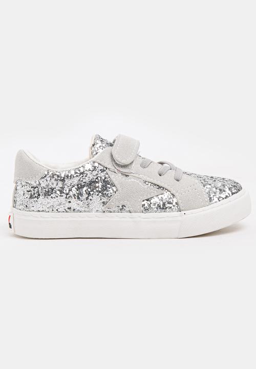 Pop Candy - Girls Glitter Sneakers Silver