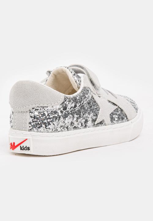 Pop Candy - Girls Glitter Sneakers Silver