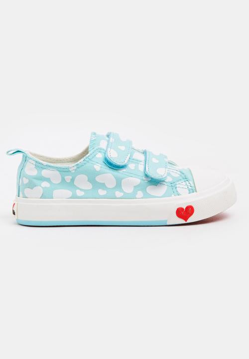 Pop Candy - Girls Heart Printed Canvas Sneakers Mint