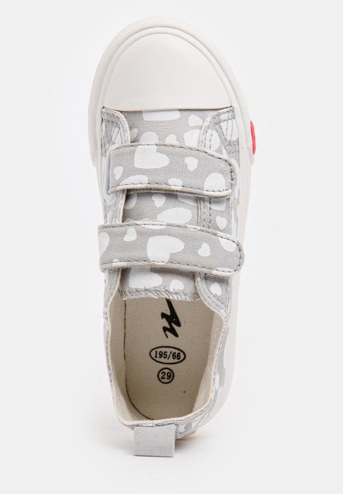 Pop Candy - Girls Heart Printed Canvas Sneakers Pale Blue