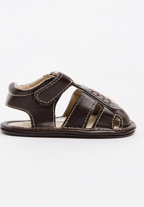 Pop Candy - Boys PU Sandals Dark Brown
