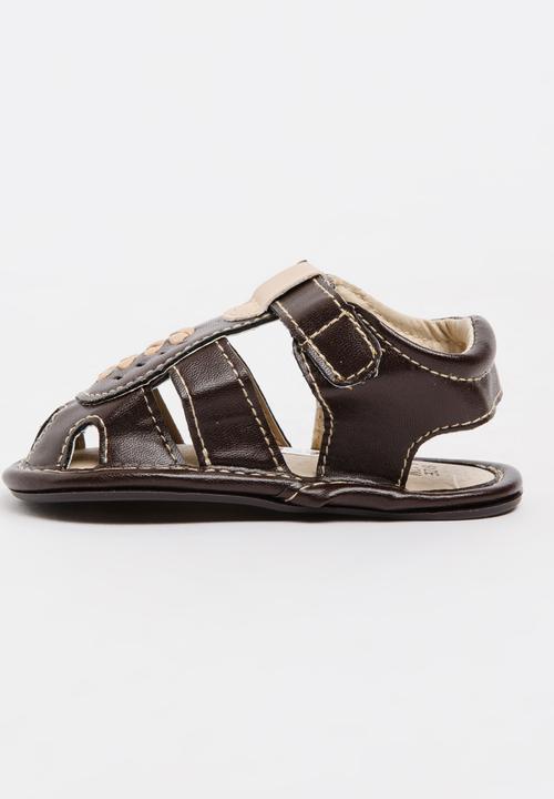 Pop Candy - Boys PU Sandals Dark Brown