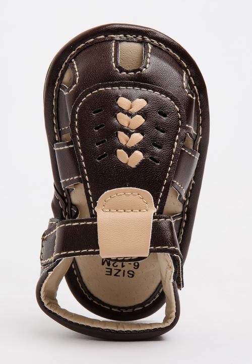 Pop Candy - Boys PU Sandals Dark Brown