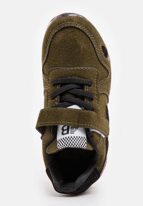 Pop Candy - Boys PU Suede Top Sneakers Khaki Green
