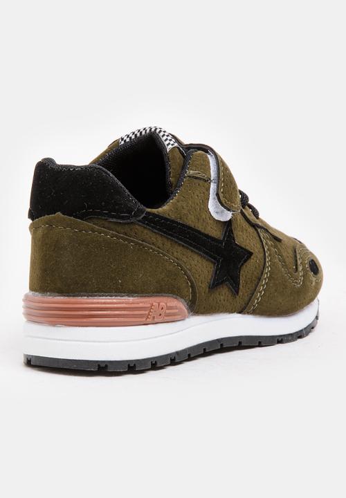 Pop Candy - Boys PU Suede Top Sneakers Khaki Green