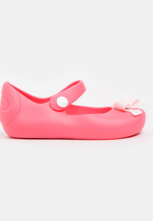 Pop Candy - Girls Bow Jelly Peep Toe Pump Dark Pink