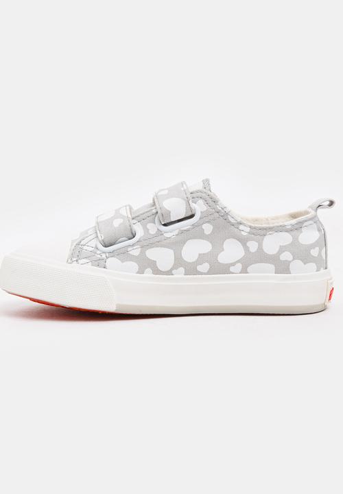 Pop Candy - Girls Heart Printed Canvas Sneakers Pale Blue