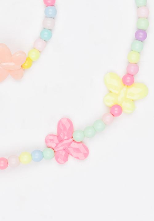 Pop Candy - Girls Flower Necklace and Bracelet Set Multi-colour