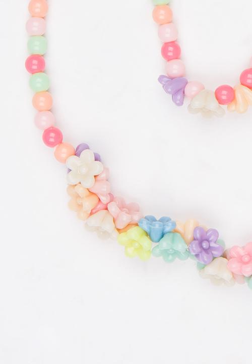 Pop Candy - Girls Heart Necklace and Bracelet Set Multi-colour