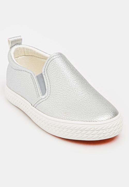 Pop Candy - Girls PU Slip On Sneakers Silver
