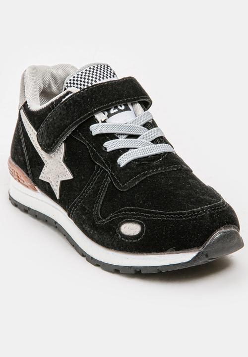 Pop Candy - Boys PU Suede Top Sneakers Black