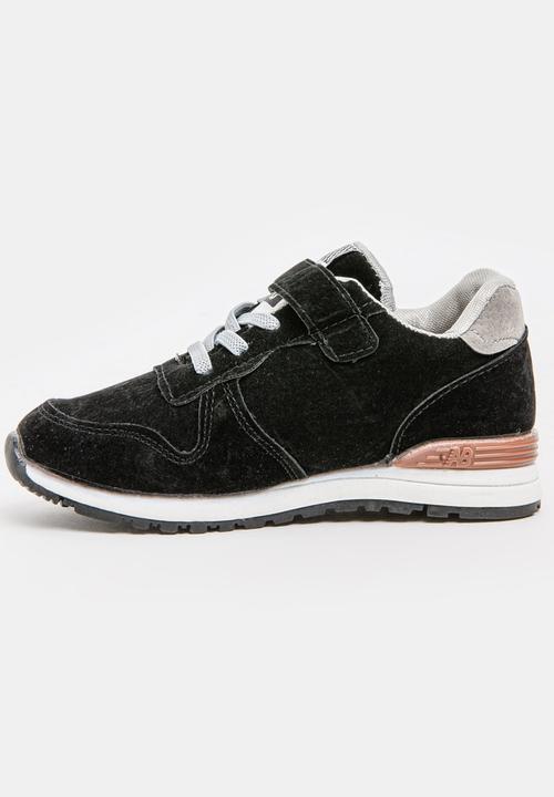 Pop Candy - Boys PU Suede Top Sneakers Black