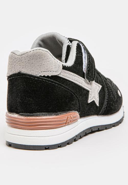 Pop Candy - Boys PU Suede Top Sneakers Black