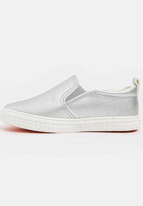 Pop Candy - Girls PU Slip On Sneakers Silver