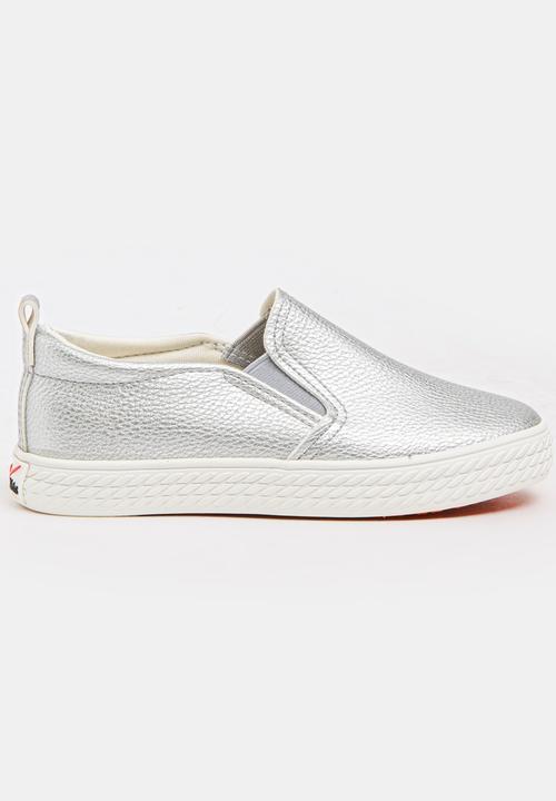 Pop Candy - Girls PU Slip On Sneakers Silver