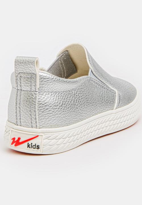 Pop Candy - Girls PU Slip On Sneakers Silver